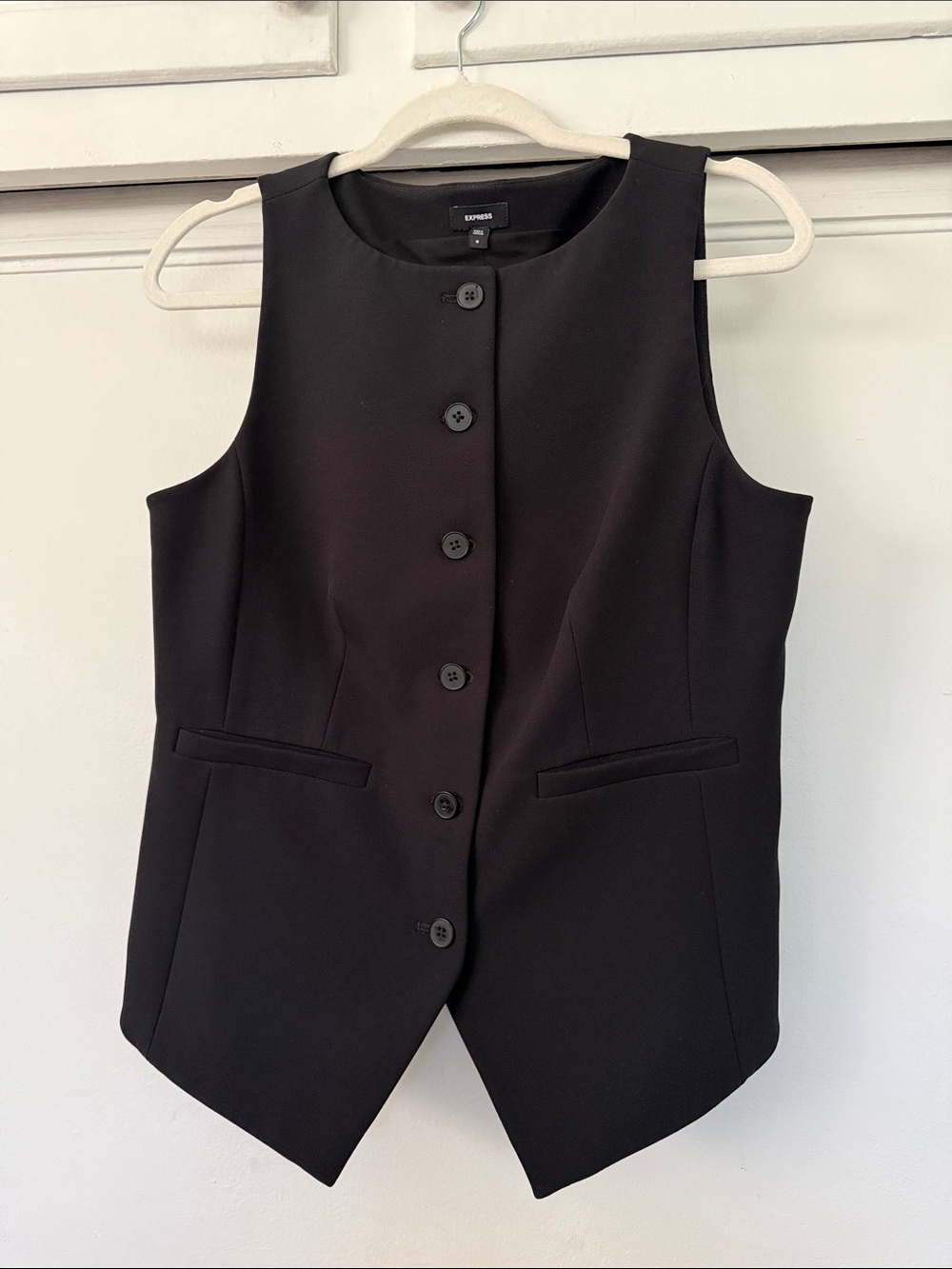 Express Black Sleeveless Button Vest